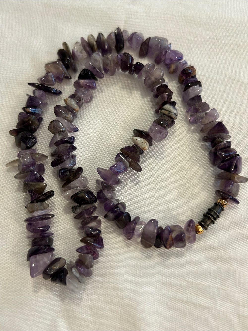 Artisan Amethyst Chip Necklace - Purple and Black Accents